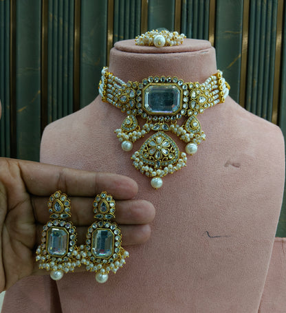 White kundan Choker Indian jewellery Gurleen sets