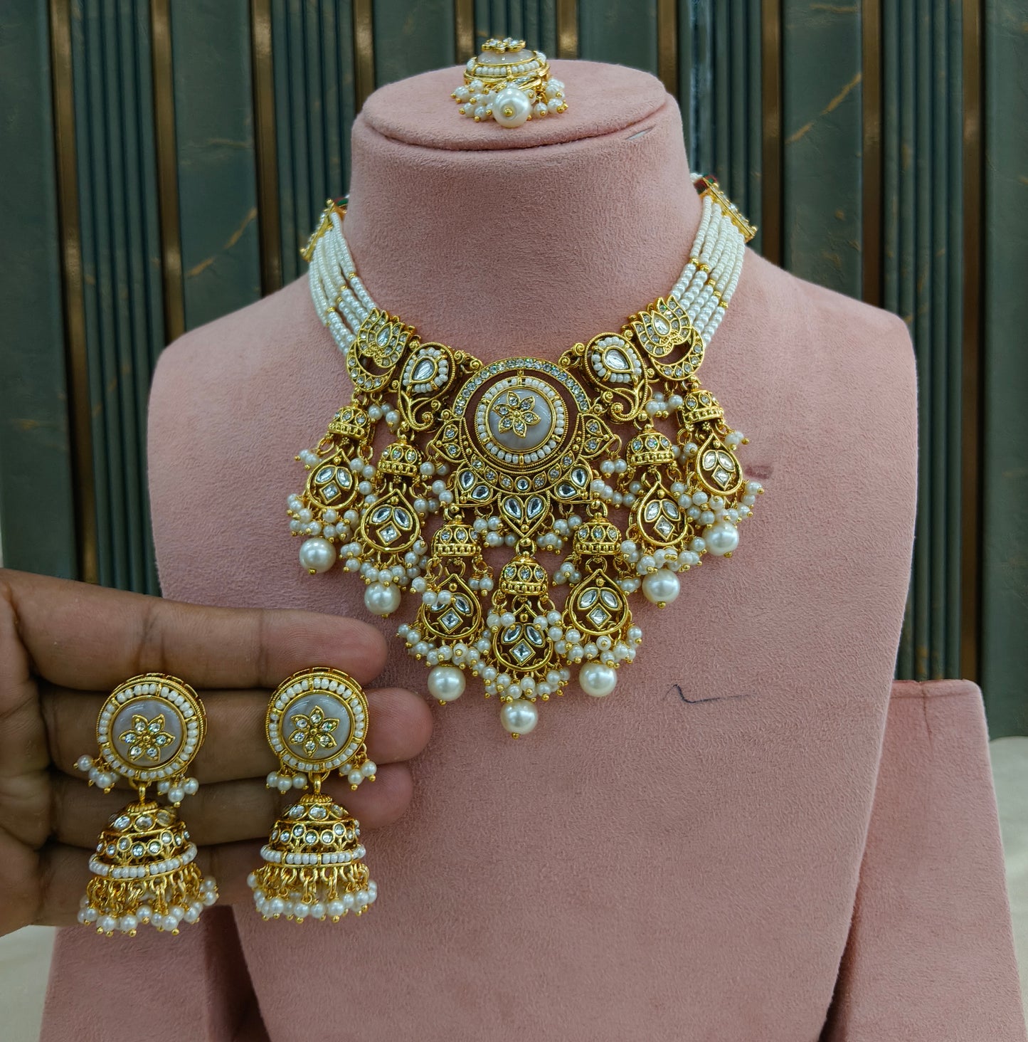 White Kundan necklace Set/ kundan Indian jewellery kundan Ravia sets