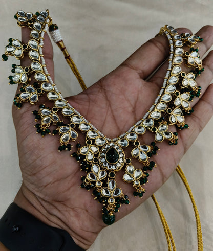 Green Kundan necklace Set/ kundan Indian jewelry kundan Shiza sets