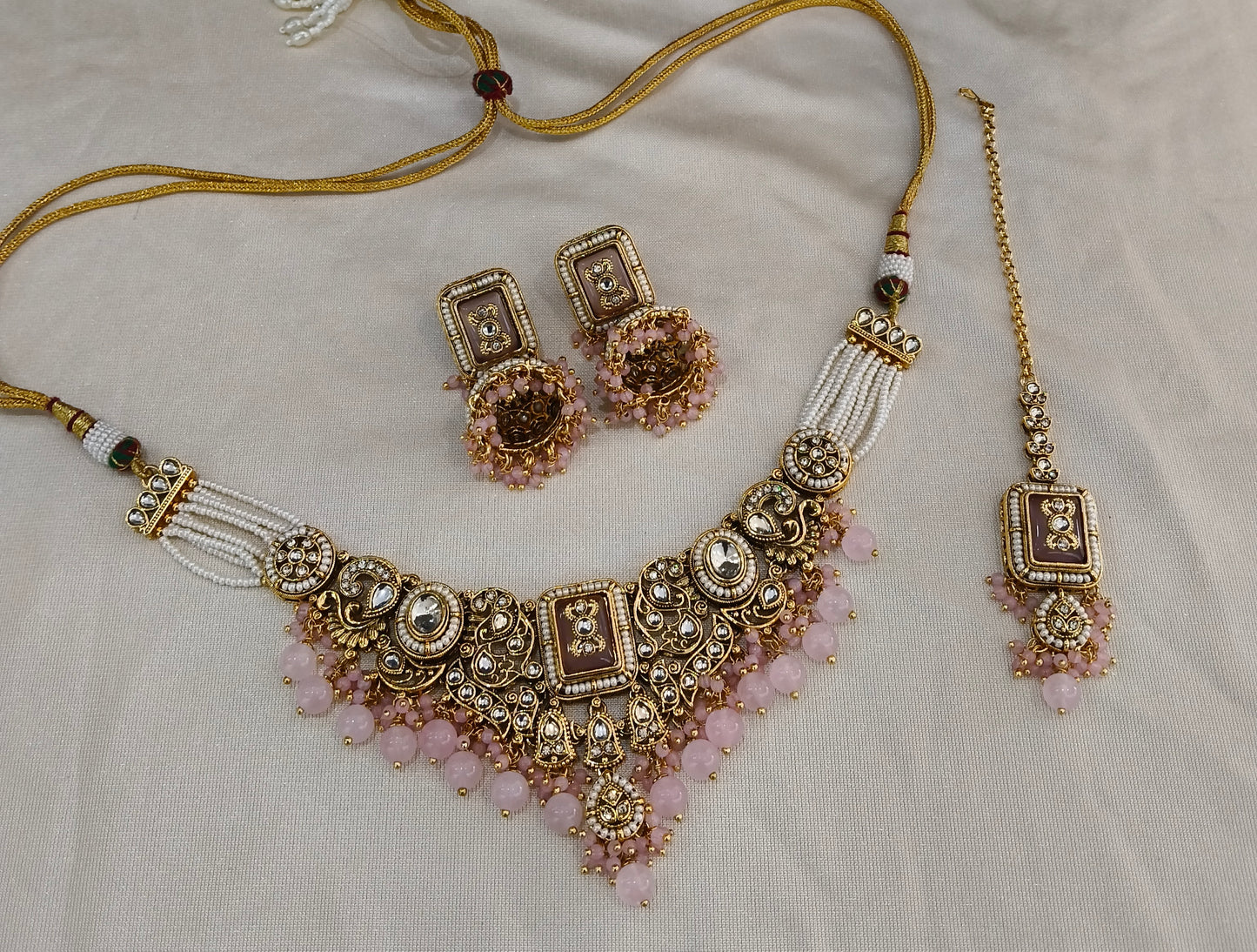 Pink Kundan necklace Set/ kundan Indian jewellery kundan Gurmeet sets