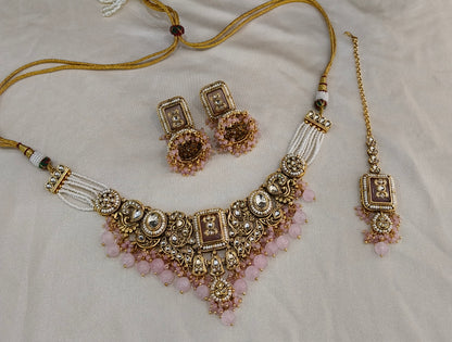 Pink Kundan necklace Set/ kundan Indian jewellery kundan Gurmeet sets
