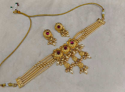 Ruby Gold Jadau Punjabi Style Necklace Indian Jewellery Smith Set