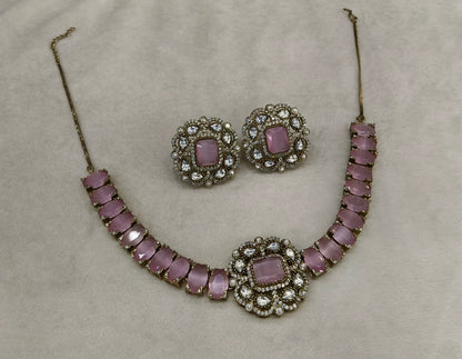 Pink Moissanite Kundan Necklace Jewellery Soma Set