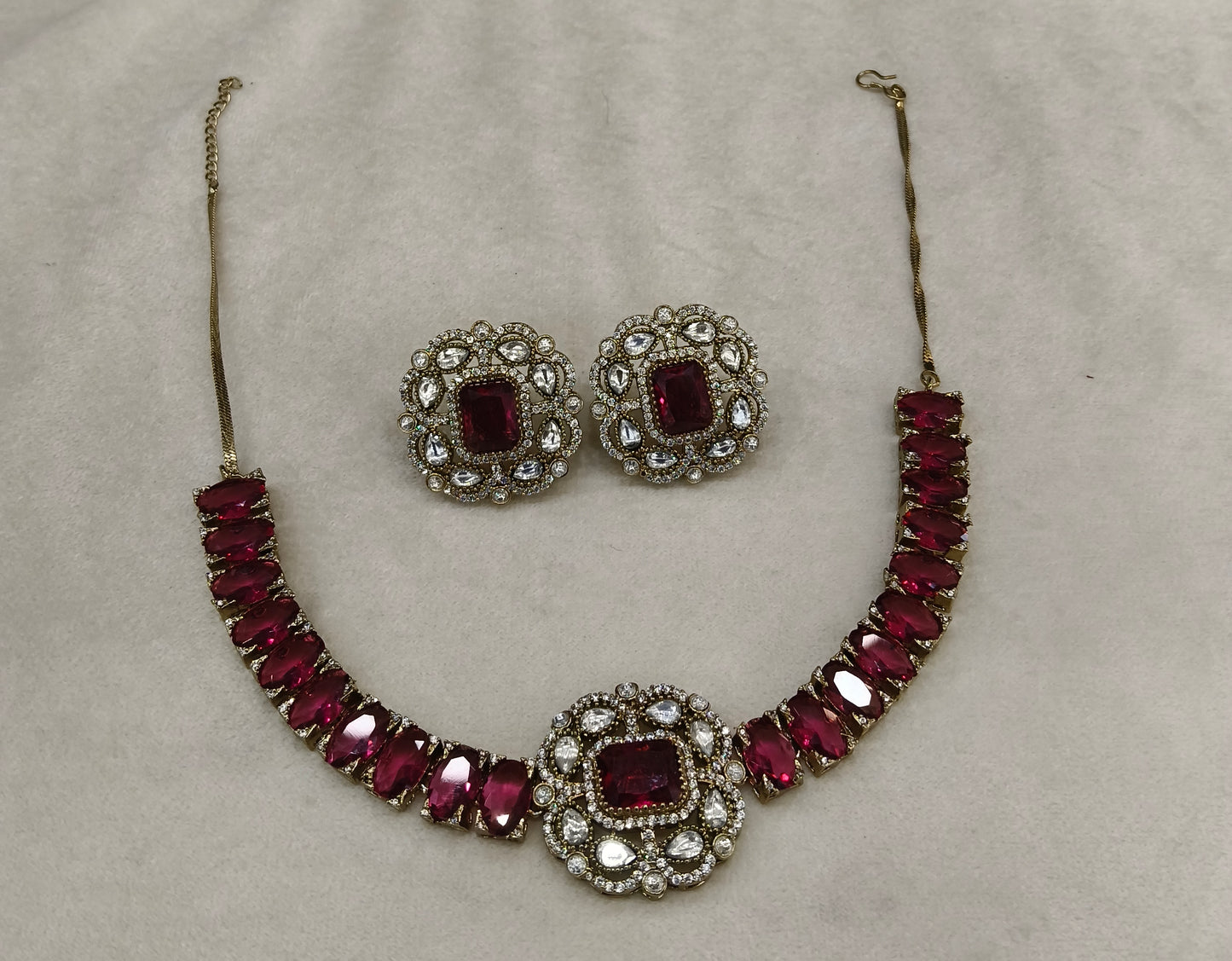 Ruby Moissanite Kundan Necklace Jewellery Soma Set