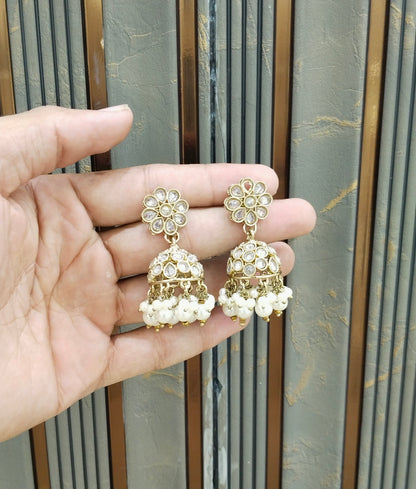Antique Gold Jhumki Bollywood indian Yarina Earrings