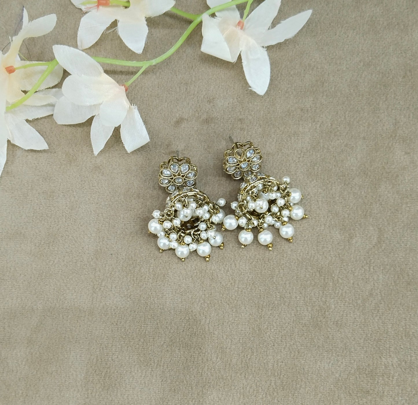 Antique Gold Jhumki Bollywood indian Yarina Earrings