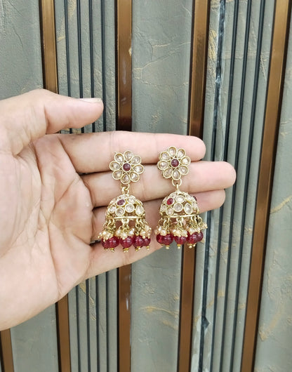 Antique Gold Jhumki Bollywood indian Yarina Earrings
