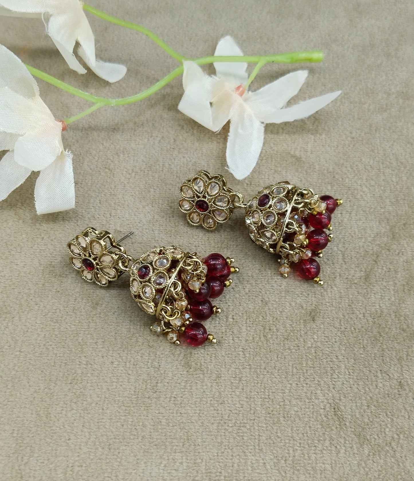 Antique Gold Jhumki Bollywood indian Yarina Earrings