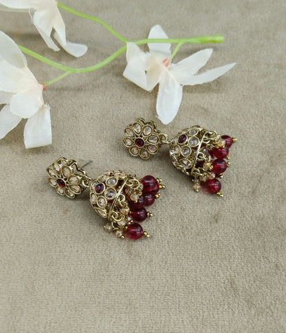 Antique Gold Jhumki Bollywood indian Yarina Earrings