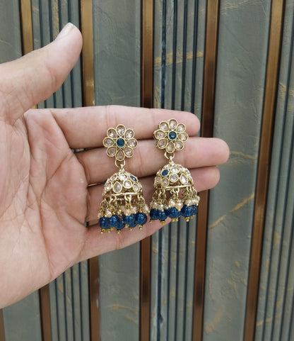 Antique Gold Jhumki Bollywood indian Yarina Earrings