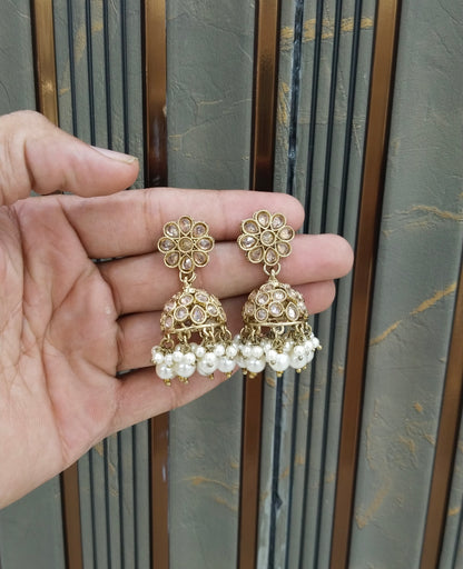 Antique Gold Jhumki Bollywood indian Yarina Earrings