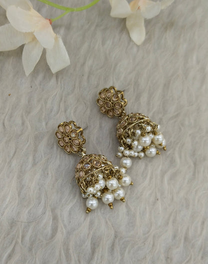 Antique Gold Jhumki Bollywood indian Yarina Earrings