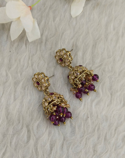 Antique Gold Jhumki Bollywood indian Yarina Earrings