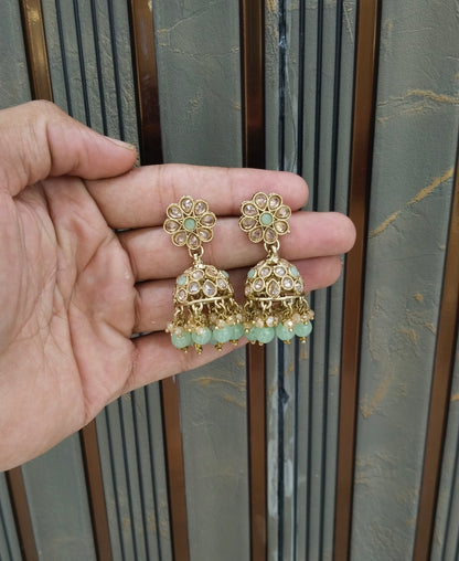 Antique Gold Jhumki Bollywood indian Yarina Earrings