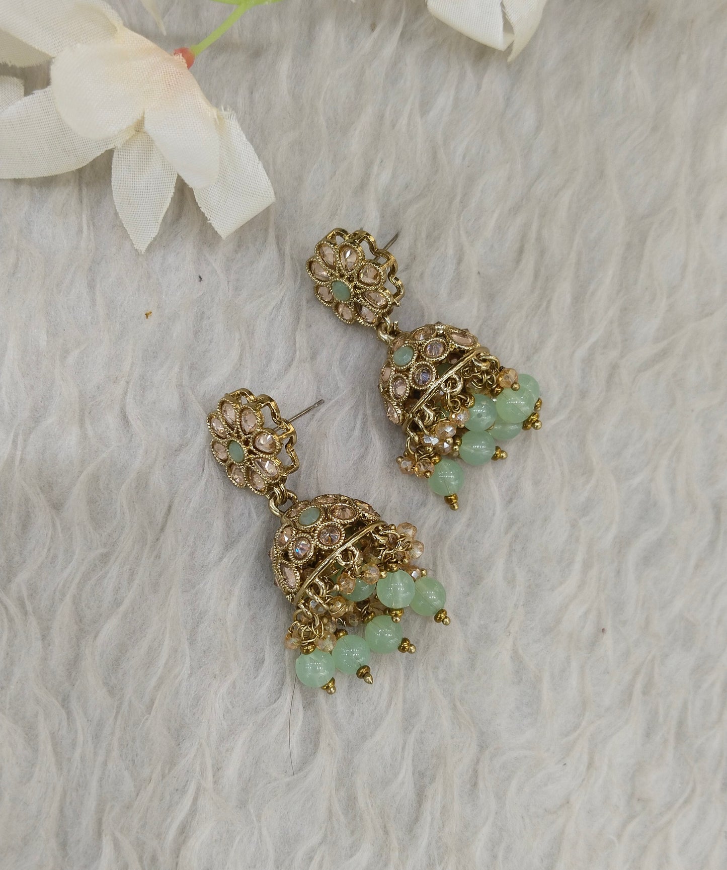 Antique Gold Jhumki Bollywood indian Yarina Earrings