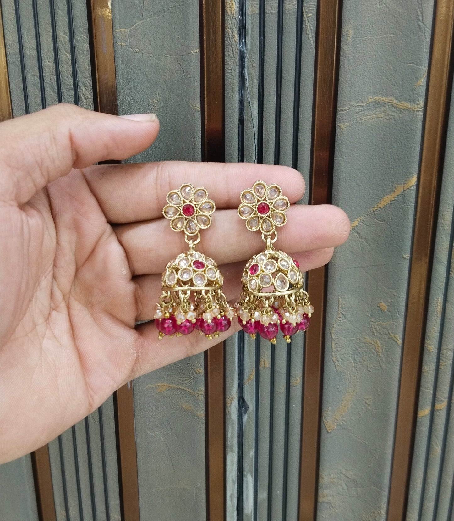 Antique Gold Jhumki Bollywood indian Yarina Earrings