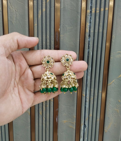 Antique Gold Jhumki Bollywood indian Yarina Earrings