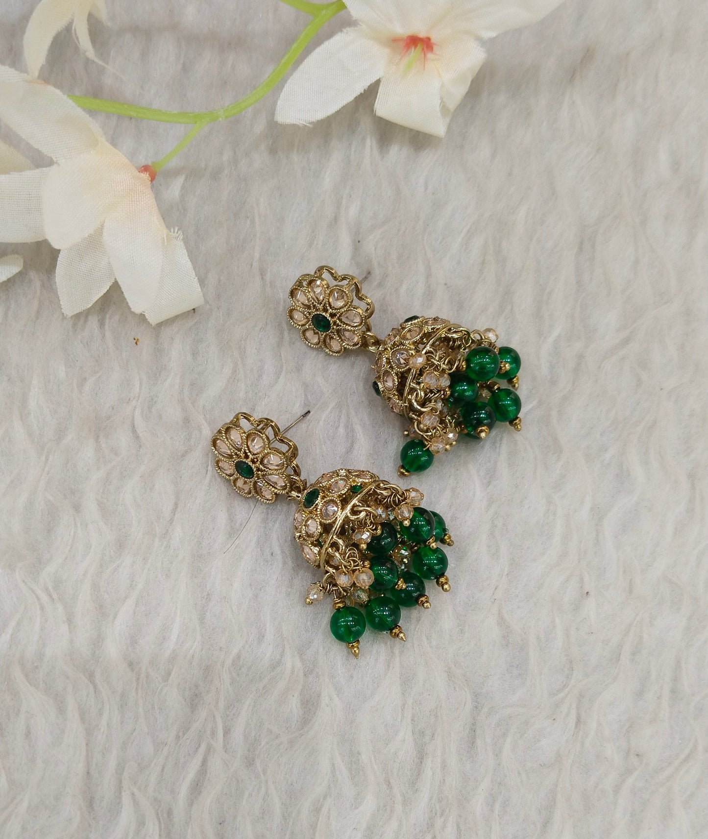 Antique Gold Jhumki Bollywood indian Yarina Earrings