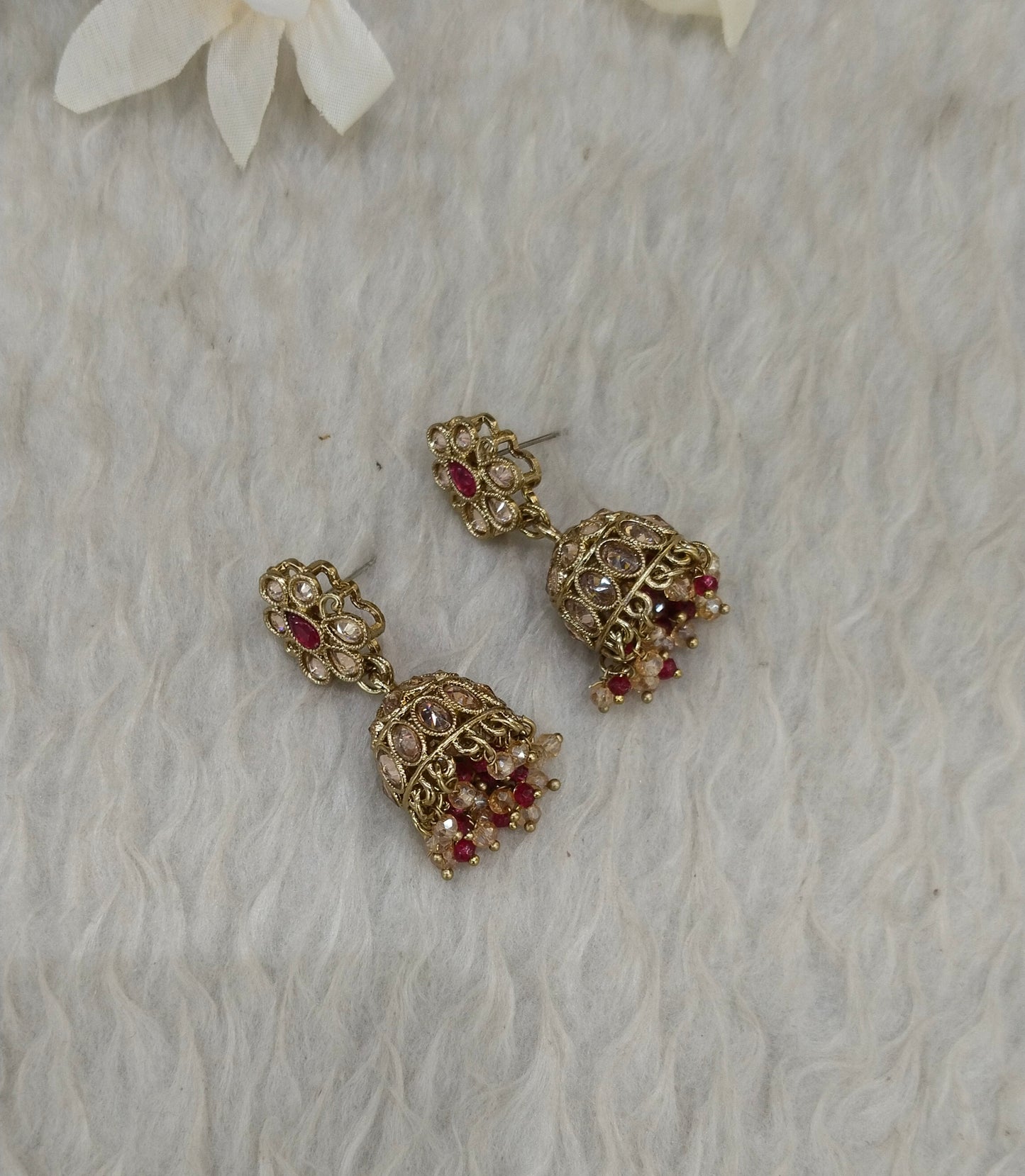 Antique Gold Jhumki Bollywood indian Ramdeep Earrings
