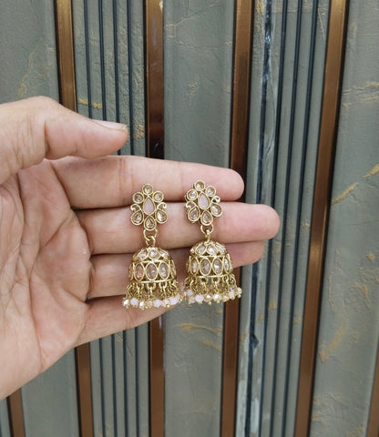 Antique Gold Jhumki Bollywood indian Ramdeep Earrings