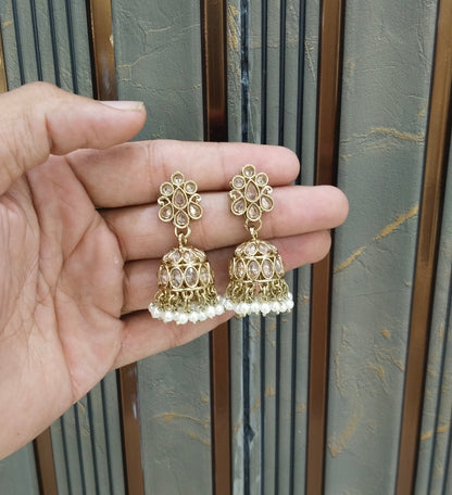 Antique Gold Jhumki Bollywood indian Ramdeep Earrings