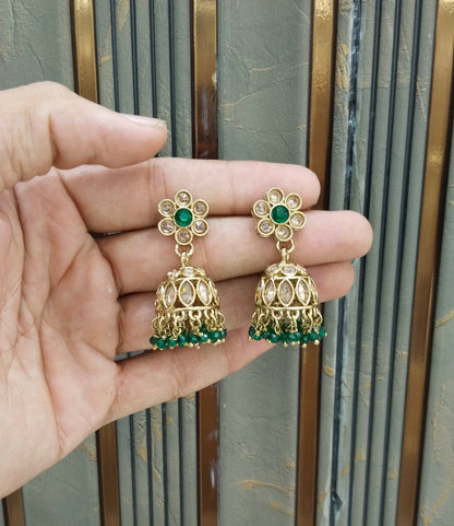 Antique Gold Jhumki Bollywood indian Sukh Earrings