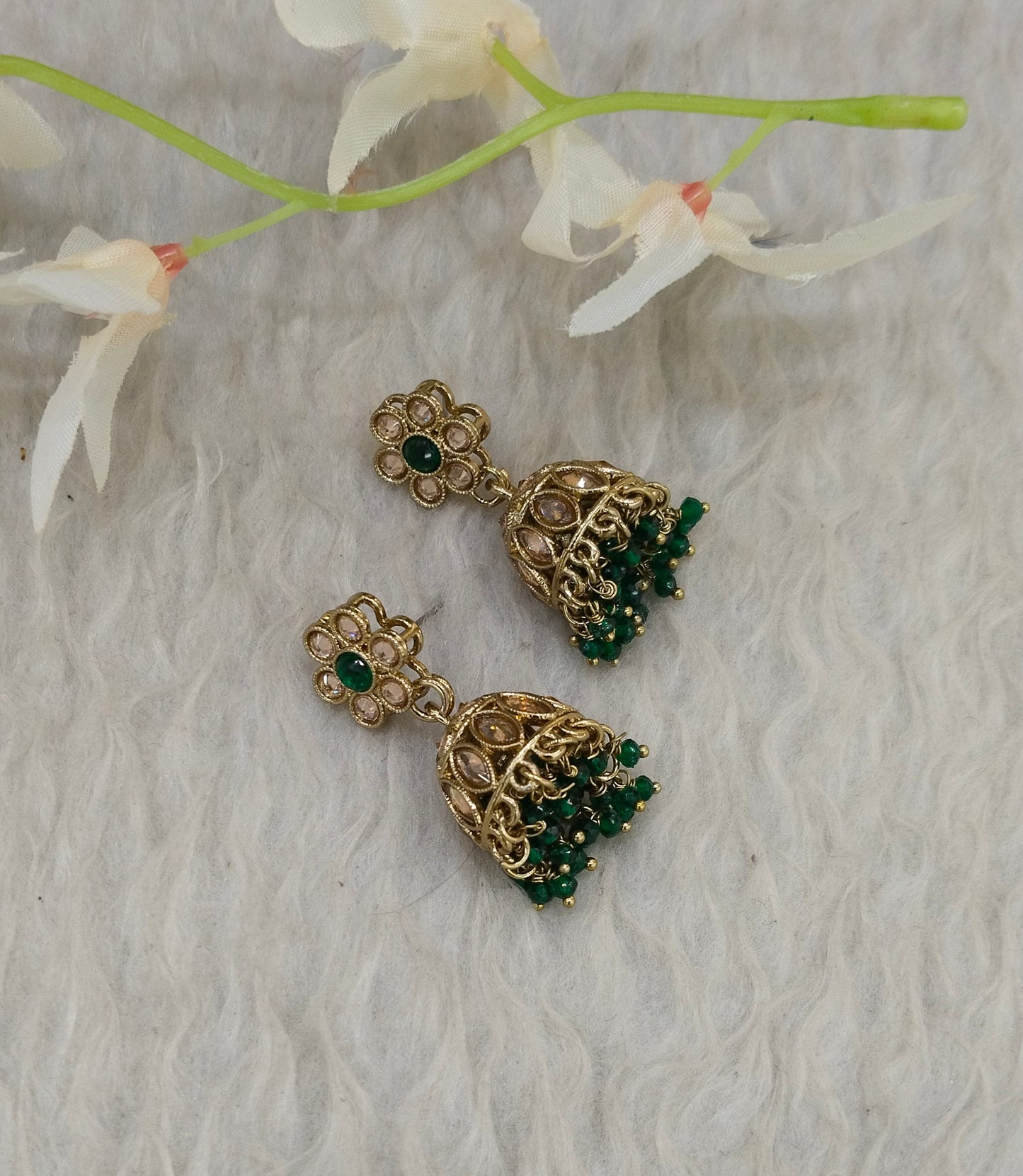 Antique Gold Jhumki Bollywood indian Sukh Earrings