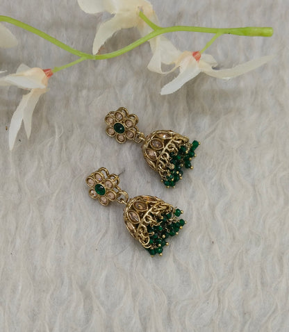 Antique Gold Jhumki Bollywood indian Sukh Earrings