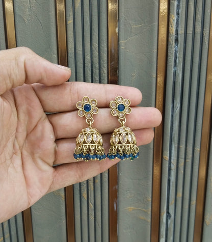 Antique Gold Jhumki Bollywood indian Sukh Earrings