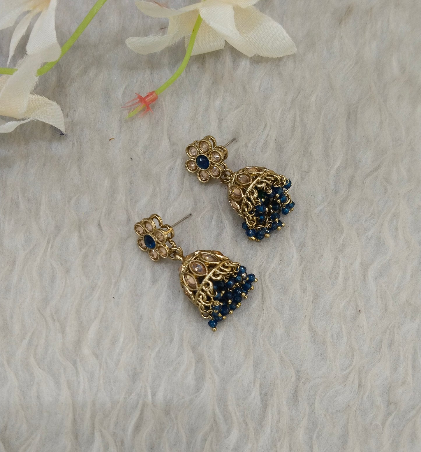 Antique Gold Jhumki Bollywood indian Sukh Earrings