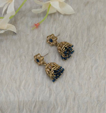 Antique Gold Jhumki Bollywood indian Sukh Earrings