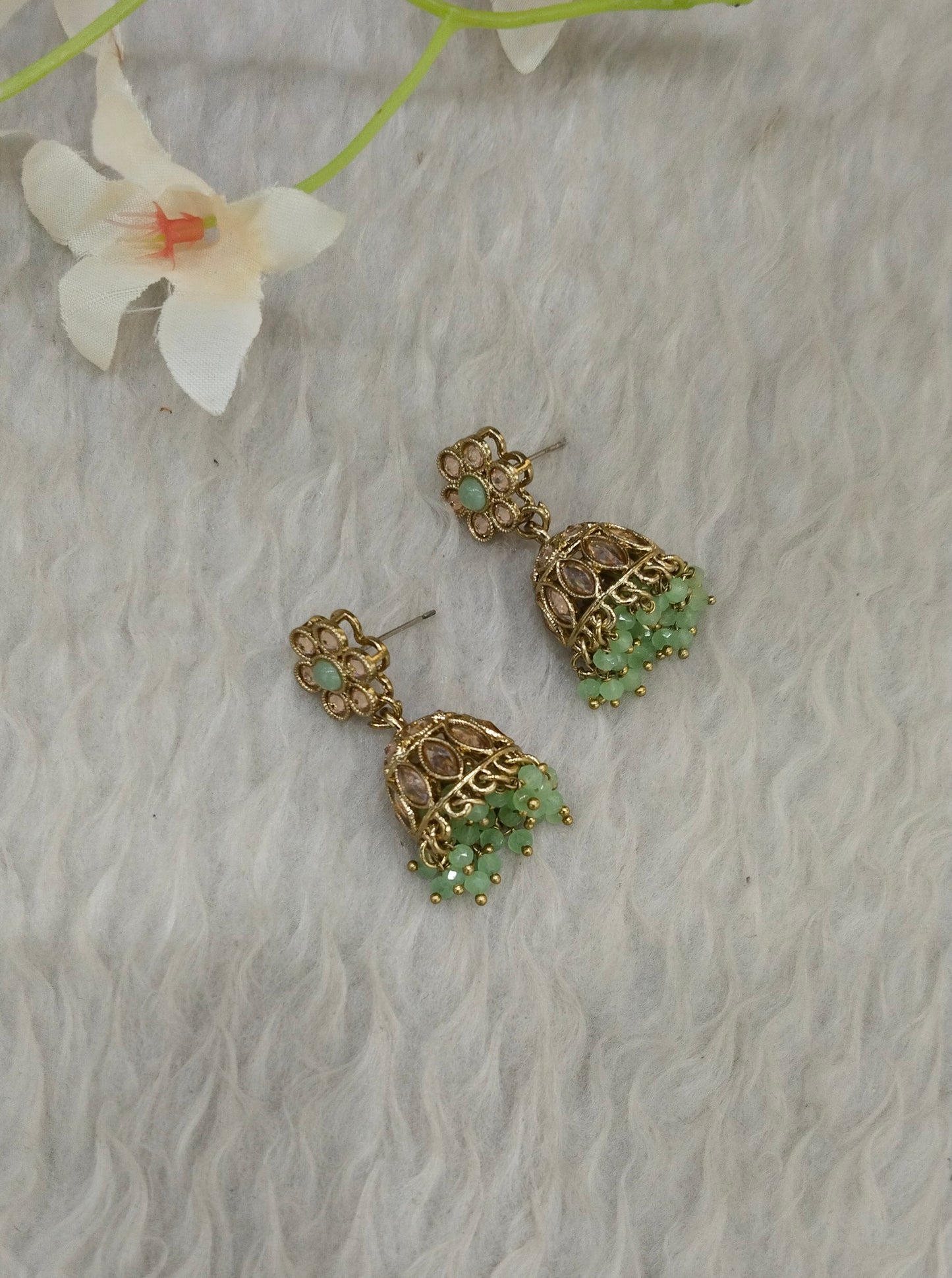 Antique Gold Jhumki Bollywood indian Sukh Earrings