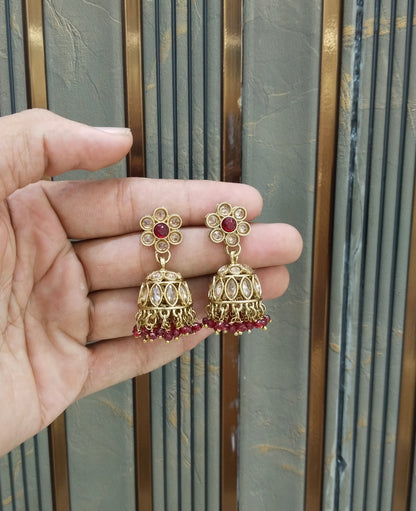 Antique Gold Jhumki Bollywood indian Sukh Earrings