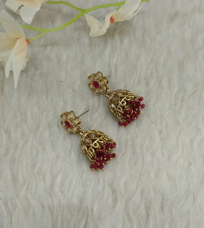 Antique Gold Jhumki Bollywood indian Sukh Earrings