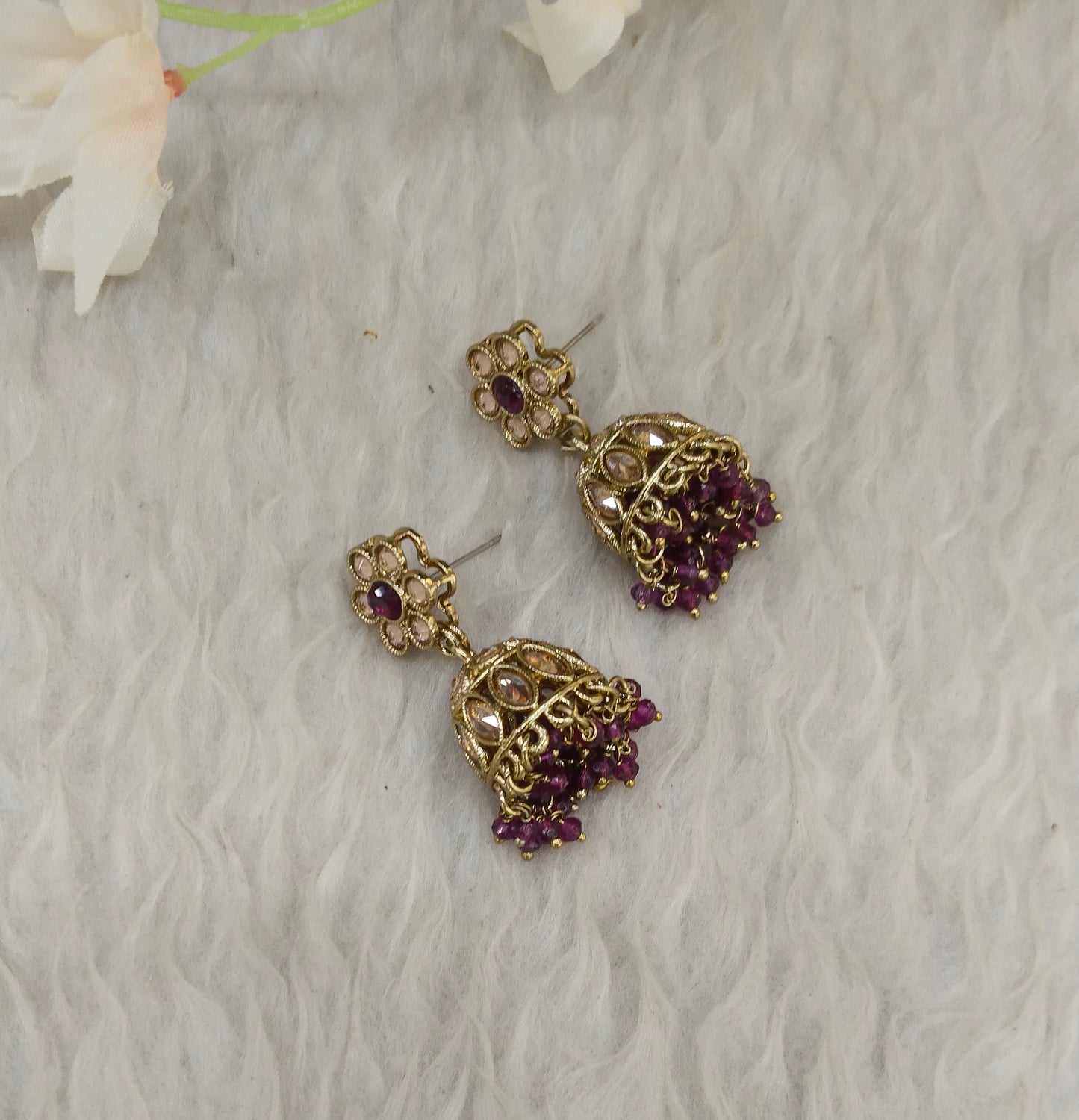 Antique Gold Jhumki Bollywood indian Sukh Earrings