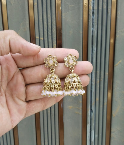 Antique Gold Jhumki Bollywood indian Sukh Earrings