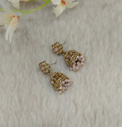 Antique Gold Jhumki Bollywood indian Sukh Earrings