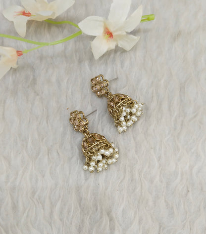 Antique Gold Jhumki Bollywood indian Sukh Earrings