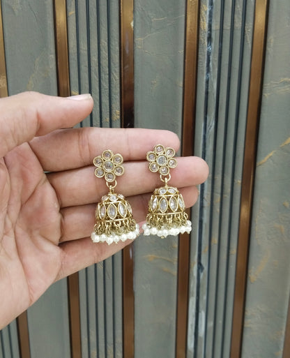 Antique Gold Jhumki Bollywood indian Sukh Earrings