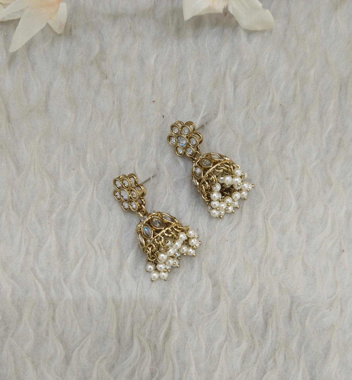 Antique Gold Jhumki Bollywood indian Sukh Earrings