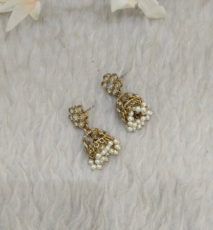 Antique Gold Jhumki Bollywood indian Sukh Earrings