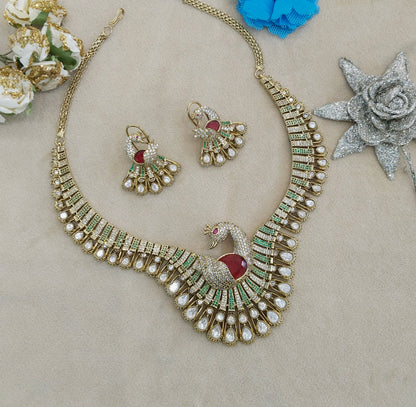 Ruby Moissanite Kundan Necklace Jewellery Suman Set