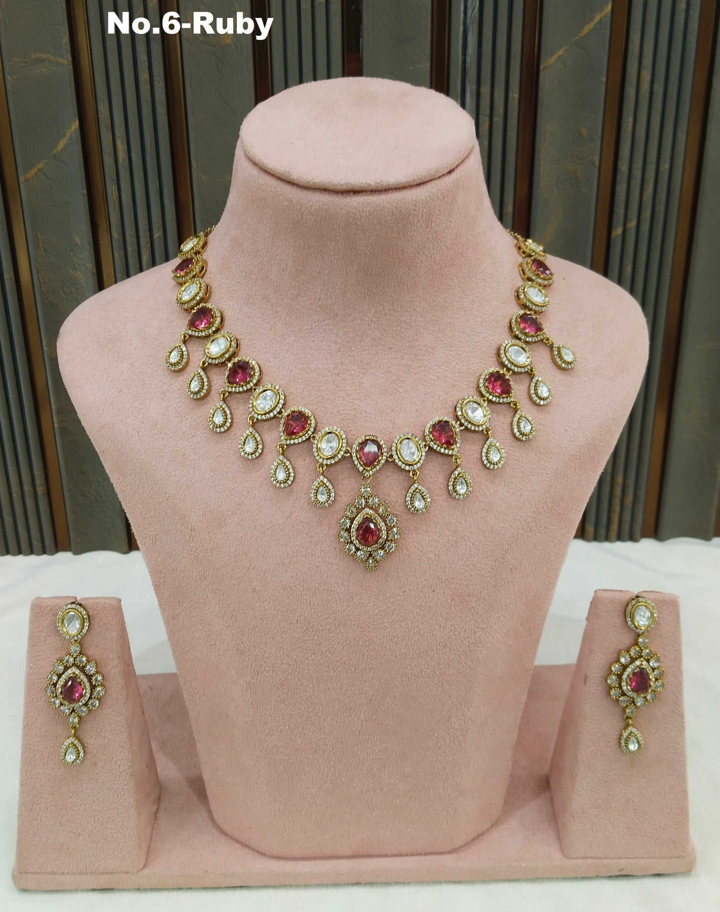Ruby Moissanite Kundan Necklace Jewellery Rohini Set