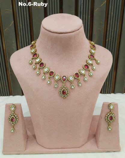 Ruby Moissanite Kundan Necklace Jewellery Rohini Set