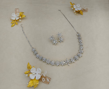Silver American Diamond AD Necklace Alexa Set