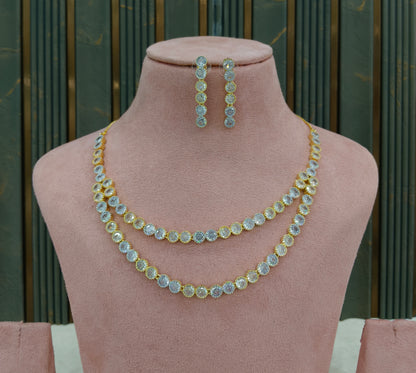 Silver Gold American Diamond AD Necklace Alexa Set