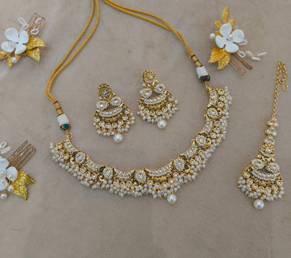 White Kundan necklace Set/ kundan Indian jewellery kundan Jeet sets