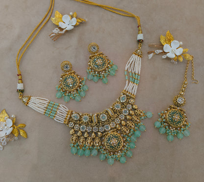 Mint Kundan necklace Set/ kundan Indian jewellery kundan Redi sets