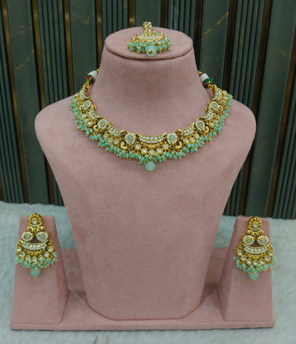 Mint Kundan necklace Set/ kundan Indian jewellery kundan Jeet sets