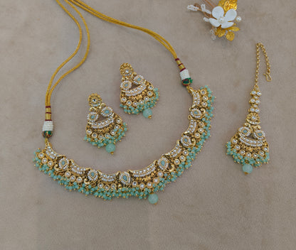 Mint Kundan necklace Set/ kundan Indian jewellery kundan Jeet sets